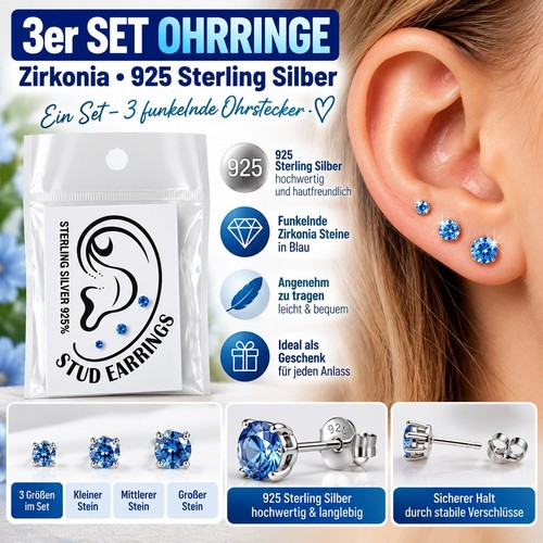3er set ohrstecker - set, mit